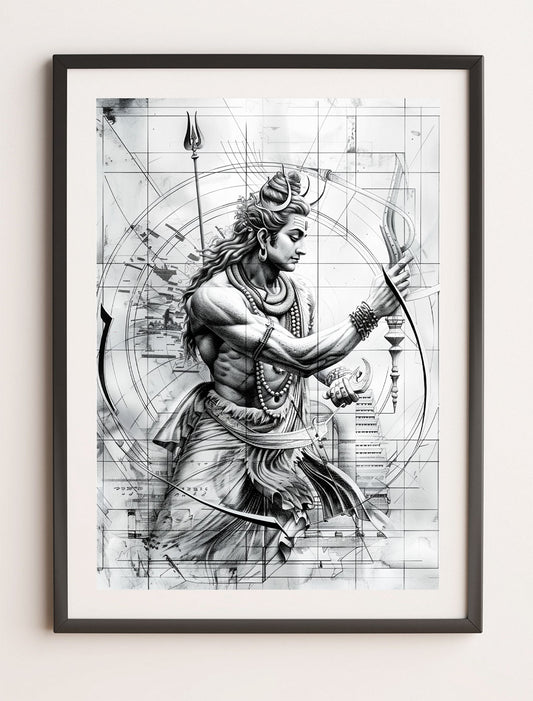 Bholenath Blue Print style Artwork